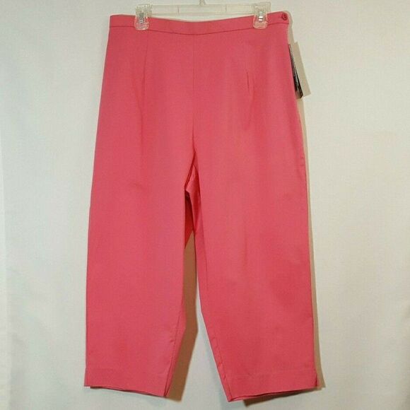 NEW Briggs Capris Pants Sz 14 Pink Zip Side Comfort Elastic Back - Picture 1 of 3
